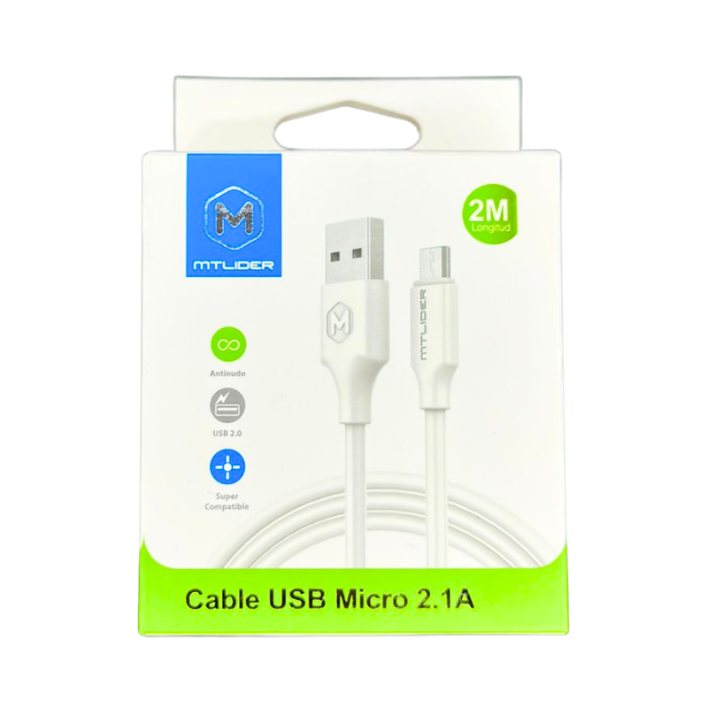 Cable usb tipo V8 2 metros Mt Lider