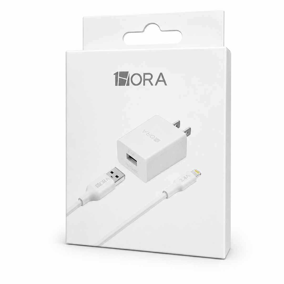 Combo Cargador 1hora Usb A a Lightning Gar143